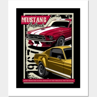 Retro 1967 Mustang Fastback Posters and Art